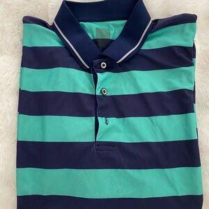 Striped Polo Shirt - Navy and Teal